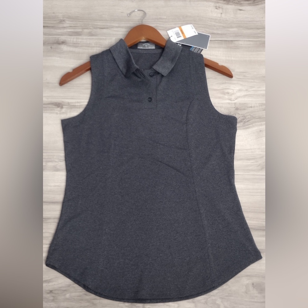 Callaway Gray Sleeveless Polo Top size S brand new W tags - Picture 1 of 8